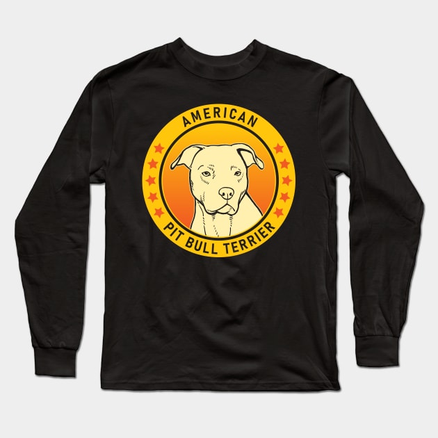 American Pit Bull Terrier Dog Portrait Long Sleeve T-Shirt by millersye